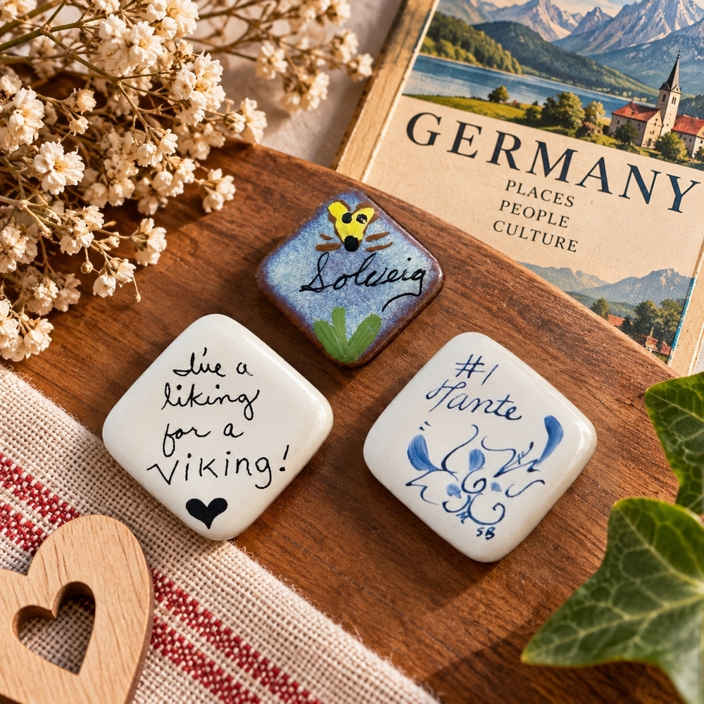 Handmade Ceramic Magnets Lot of 3 Hand Painted Vintage Whimsical Sayings VG